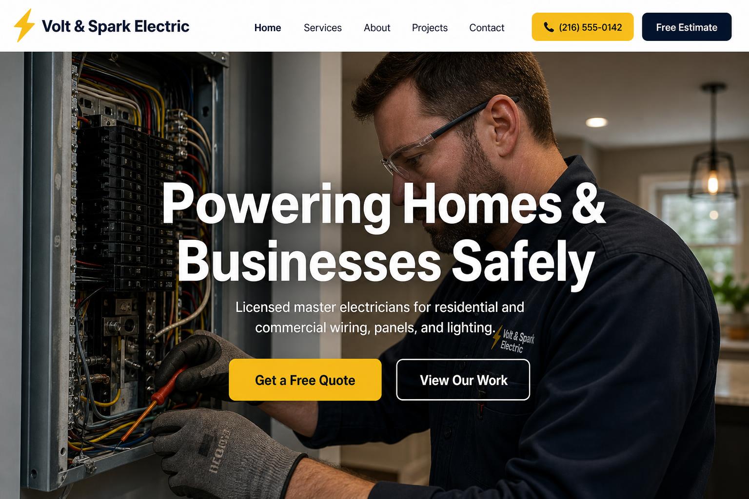 Volt & Spark Electric website mockup