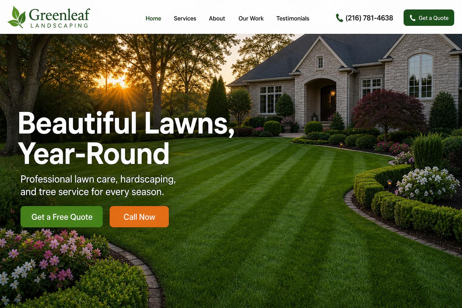 Greenleaf Landscaping website mockup